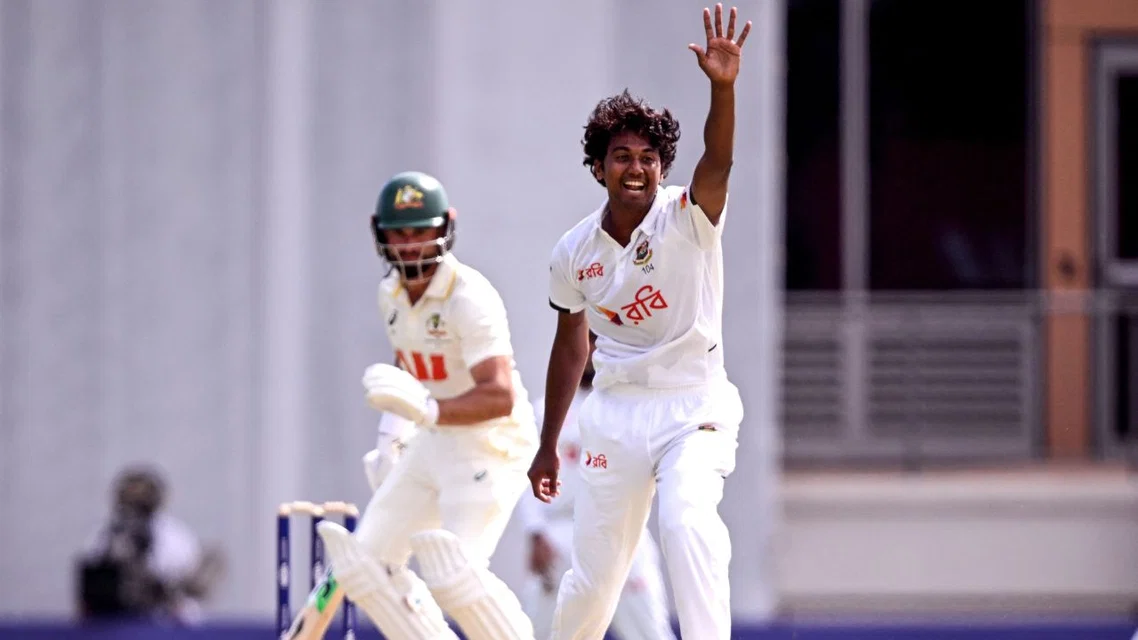 Hasan Mahmud during Bangladesh Test vs Australia (Source: AFP Photos)