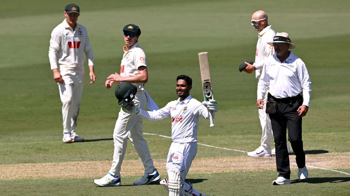 Tanzid Hasan scored a century in AUS vs BAN Test at Darwin | PC- AFP