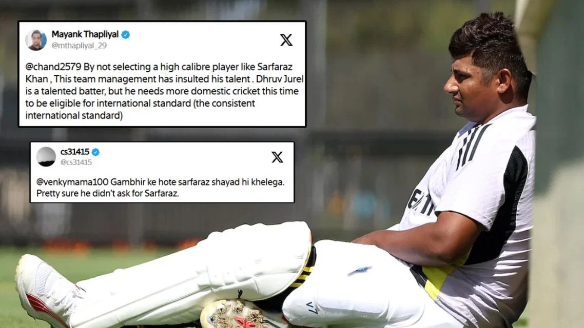 Sarfaraz Khan out of Playing XI for India vs SL Test [Source: X and Screengrab]