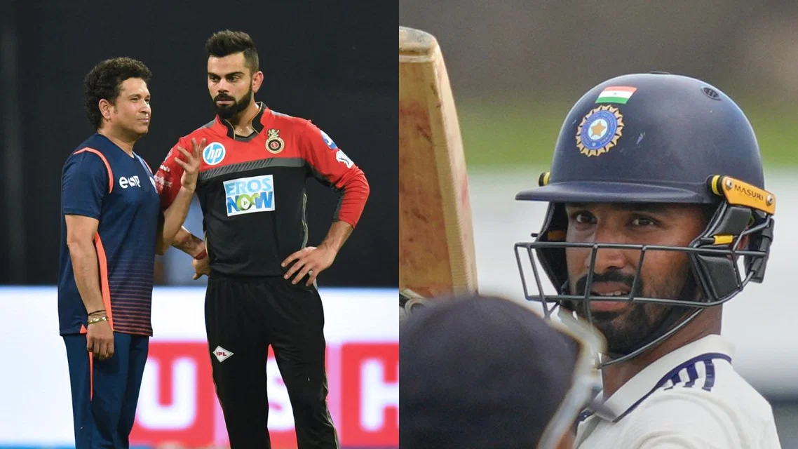 Devdutt Padikkal (R) & Sachin Tendulkar & Virat Kohli (Source: AP, AFP Photos)