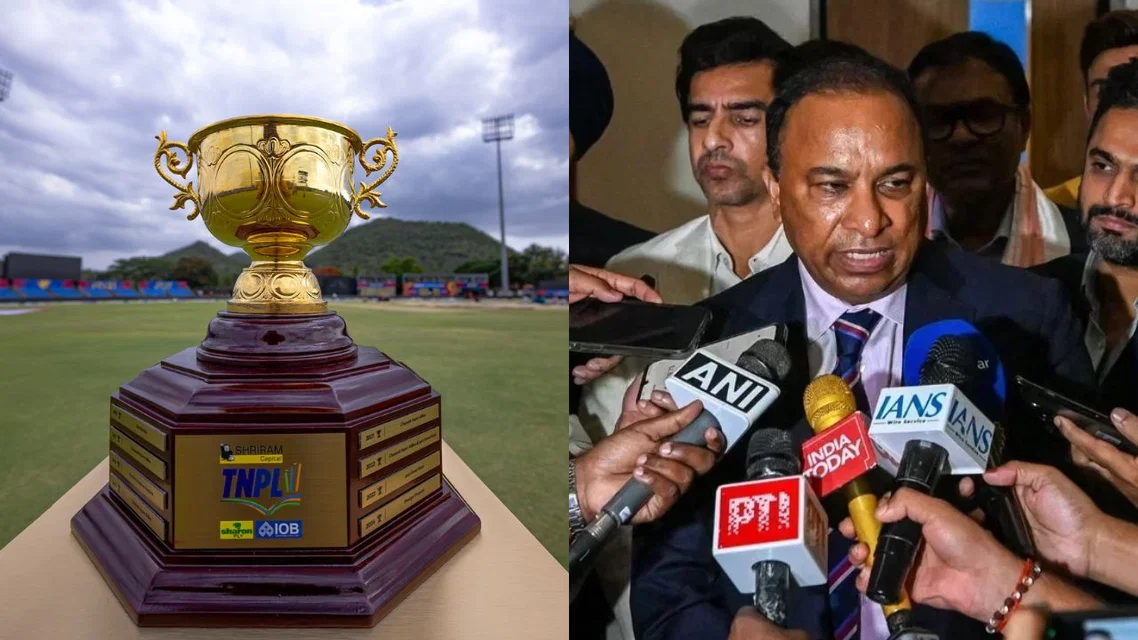 The TNPL Trophy and Devajit Saikia [Source: TNPL and AFP]