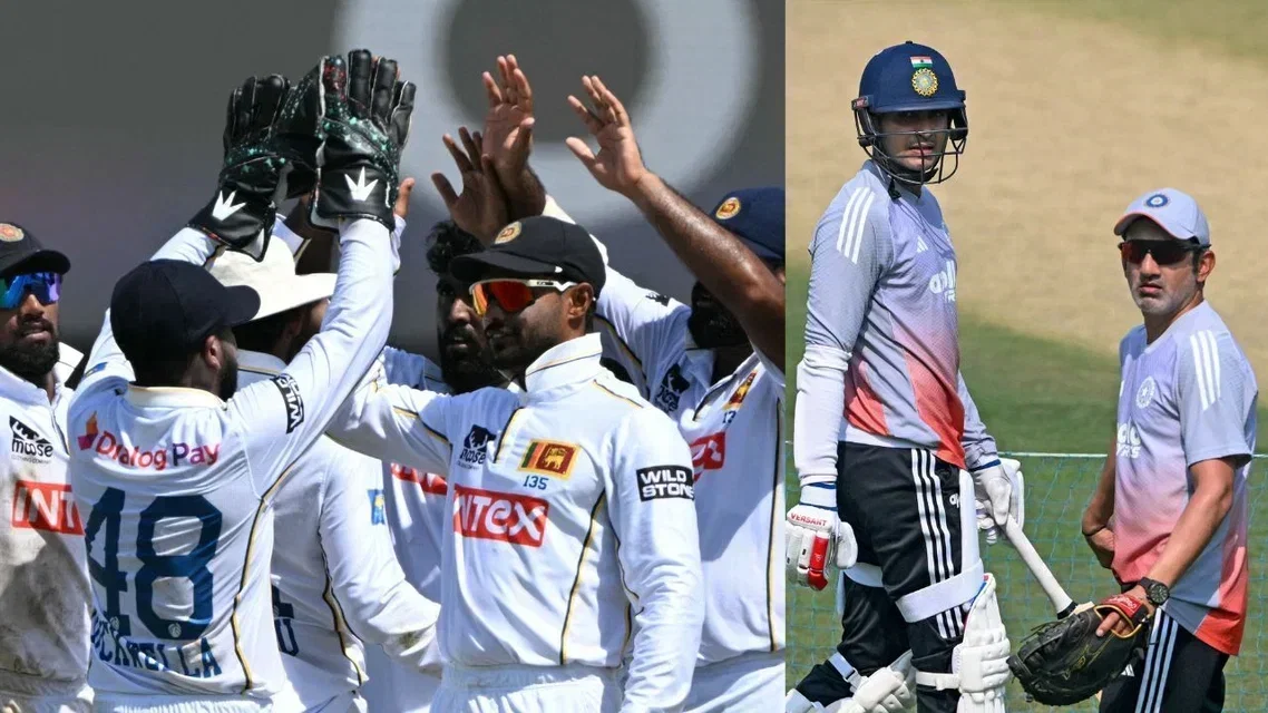 Sri Lanka team during Galle Test vs India | Source- AFP