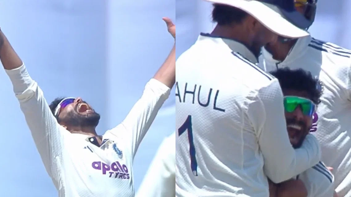 Ravindra Jadeja celebrates wildly vs Sri Lanka. Image Credits: SonyLiv