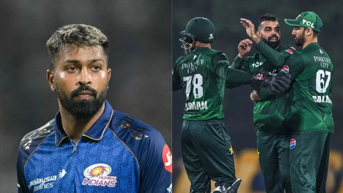 Hardik Pandya and Pakistan team [Source: AFP]