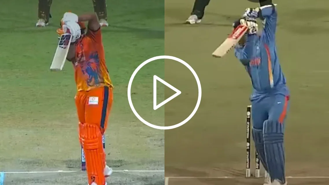 Aaryavir Sehwag and Virender Sehwag's shot [Source: X]