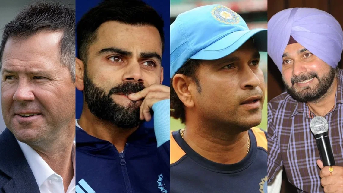 Ricky Ponting, Virat Kohli, Sachin Tendulkar and Navjot Singh Sidhu [Source: AFP and X]