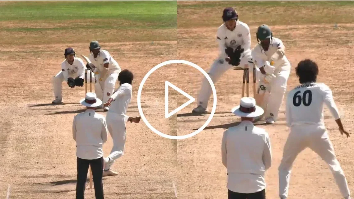 R Sai Kishore bowls Shane Warne-like delivery [Source: Gloscricket/X.com]