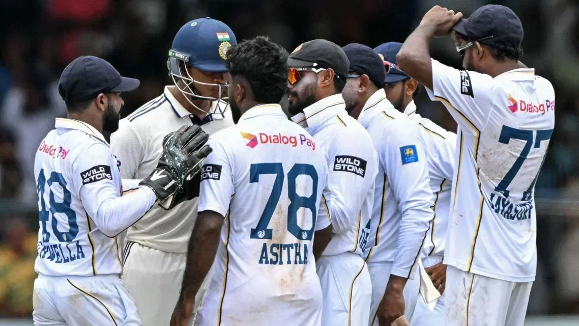 Yashasvi Jaiswal and Asitha Fernando fight. [Source - AFP]