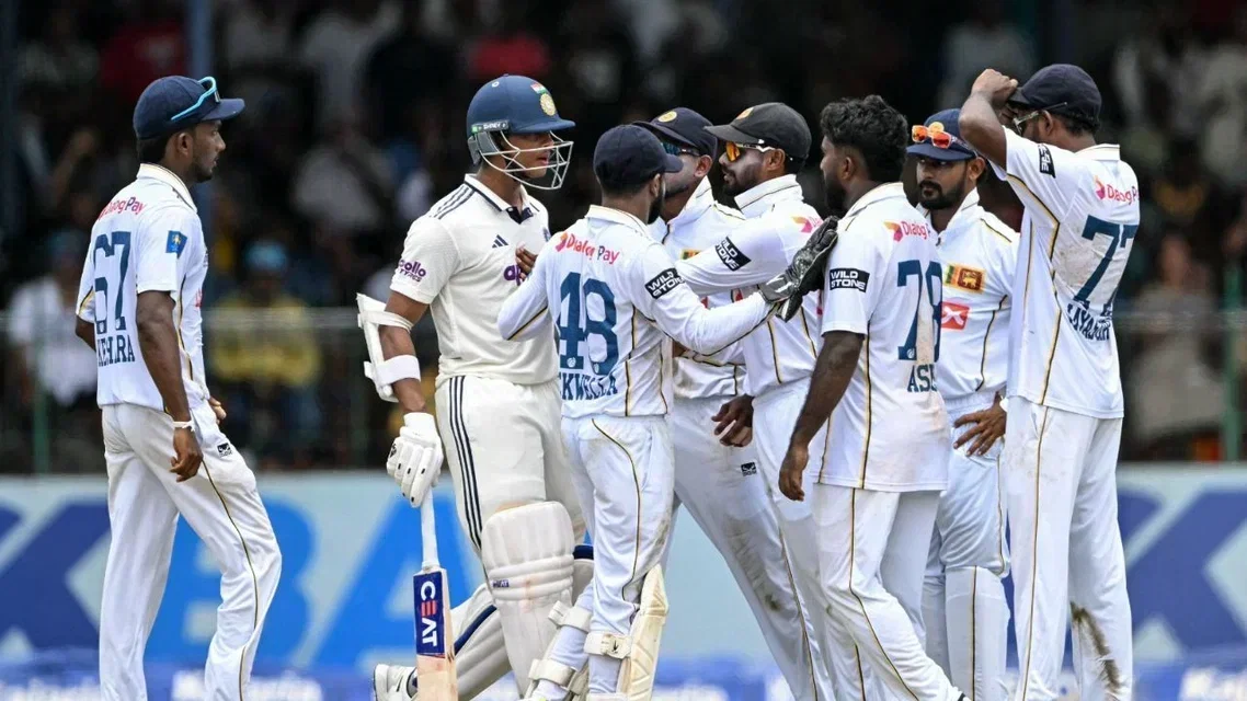 Yashasvi Jaiswal fights with Sri Lanka's Asitha Fernando [Source: AFP]
