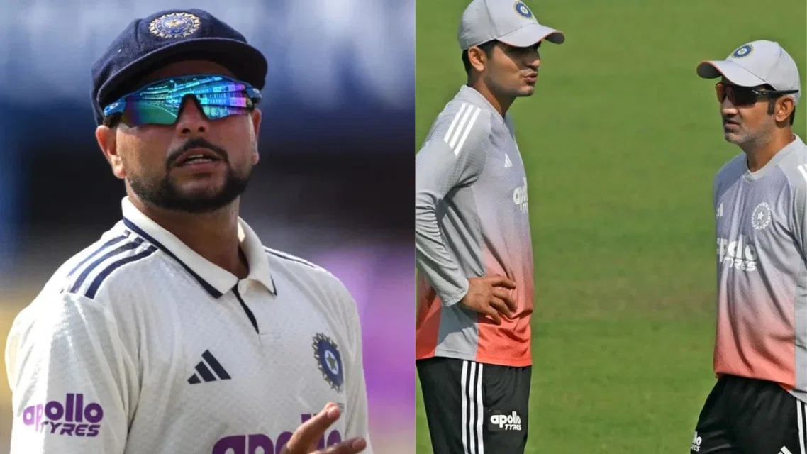 Kuldeep Yadav, Shubman Gill and Gautam Gambhir (Source: AFP)