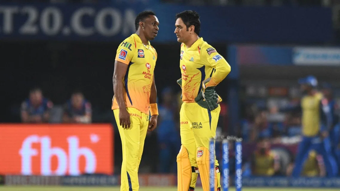 Dwayne Bravo MS Dhoni for CSK. Image Credits: AFP