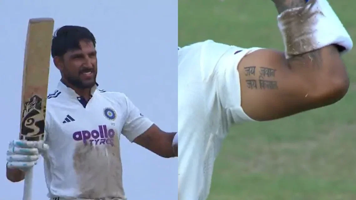 Dhruv Jurel Jai Jawaan Jai Kisaan Tatoo. [Source: screengrab]