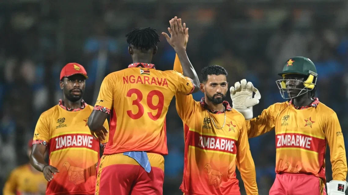 Zimbabwe cricket team celebrating [Source: AFP]