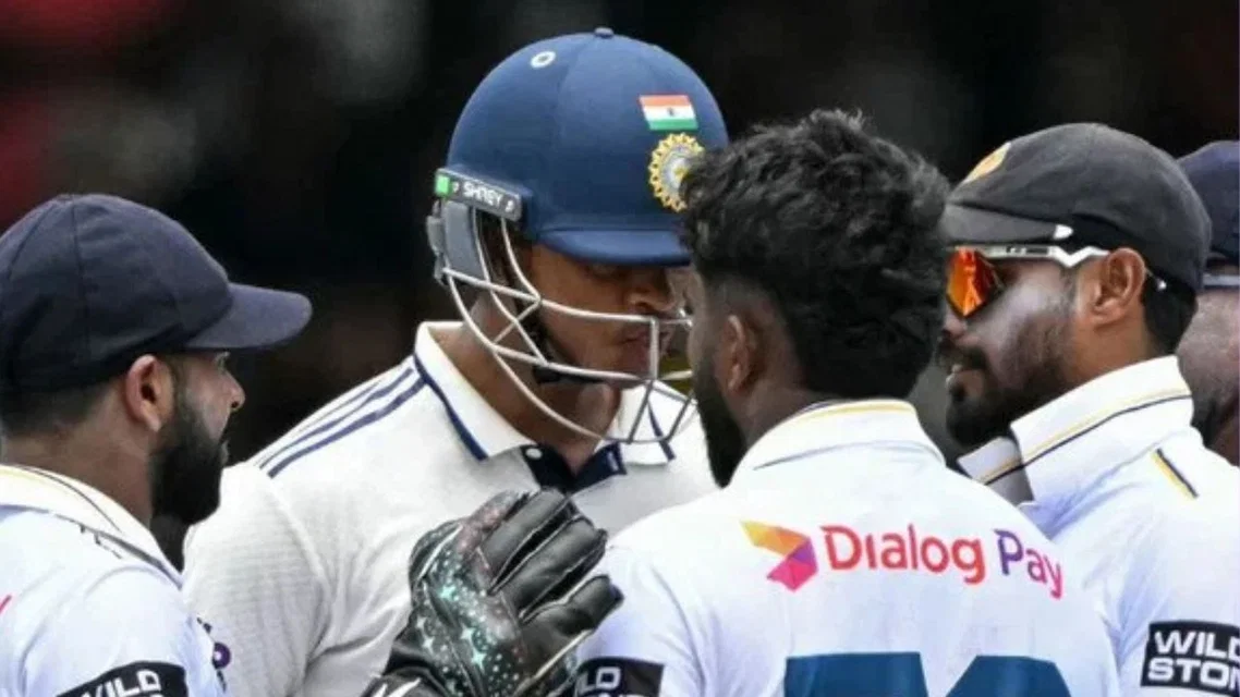Yashasvi Jaiswal with Asitha Fernando [Source: AFP]