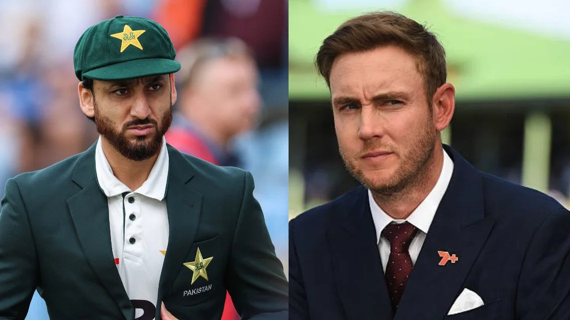 Stuart Broad and Salman Ali Agha - (Source: AFP/X)