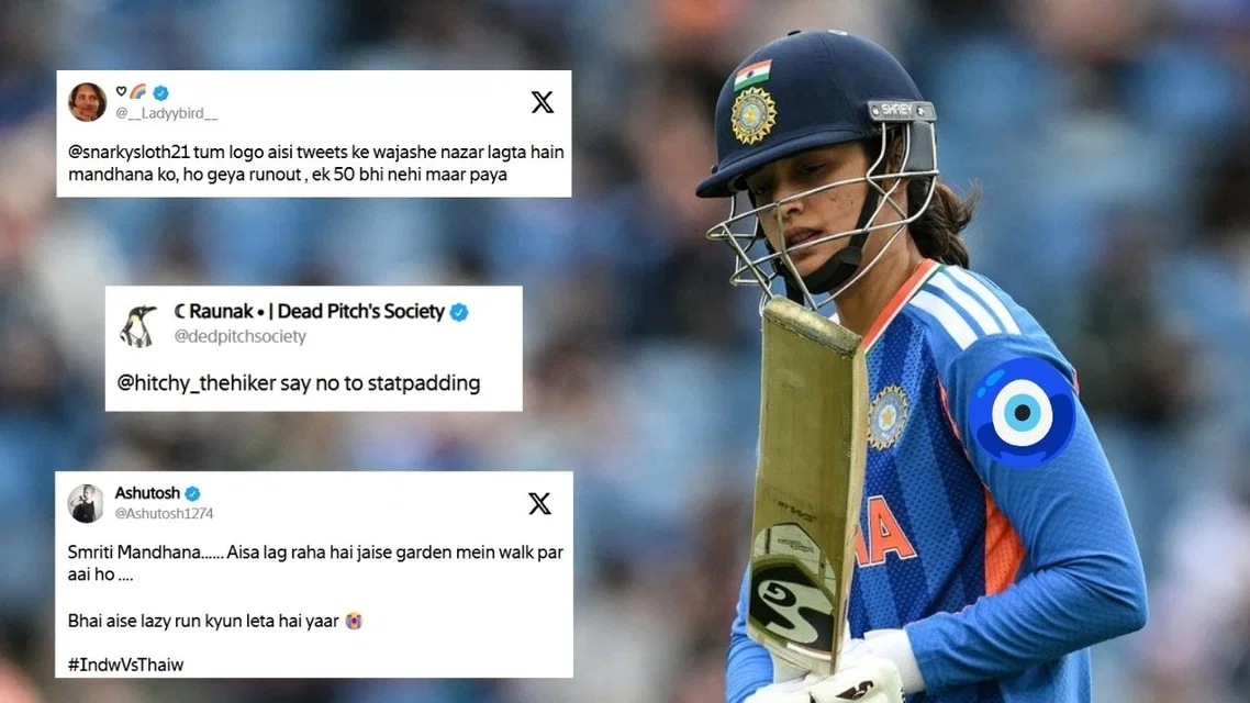 Smriti Mandhana gets trolled for quick dismissal vs Thailand [Source: X and Screengrab]