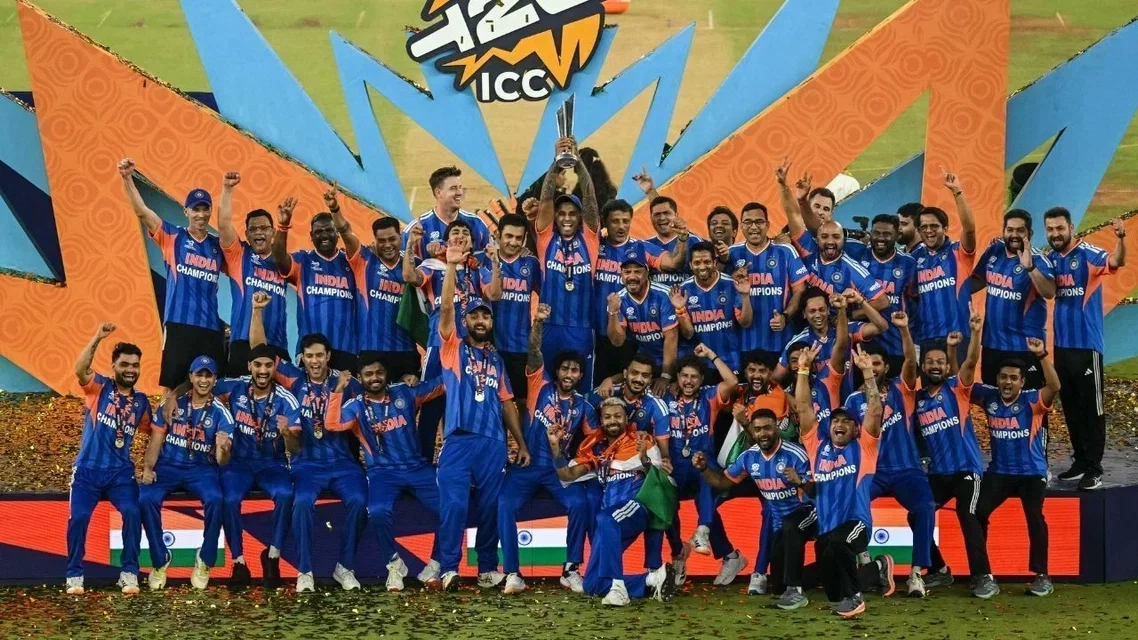 Indian team lifts T20 World Cup 2026. Image Credits: AFP