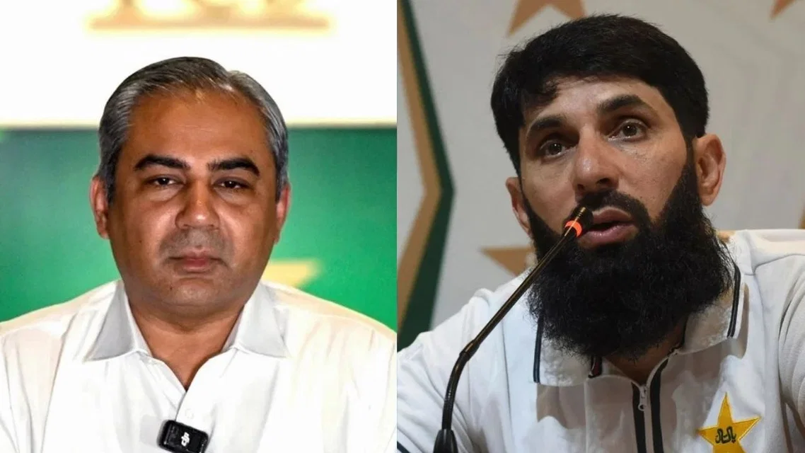 Mohsin Naqvi and Misbah-ul-Haq [Source: AFP Photos]