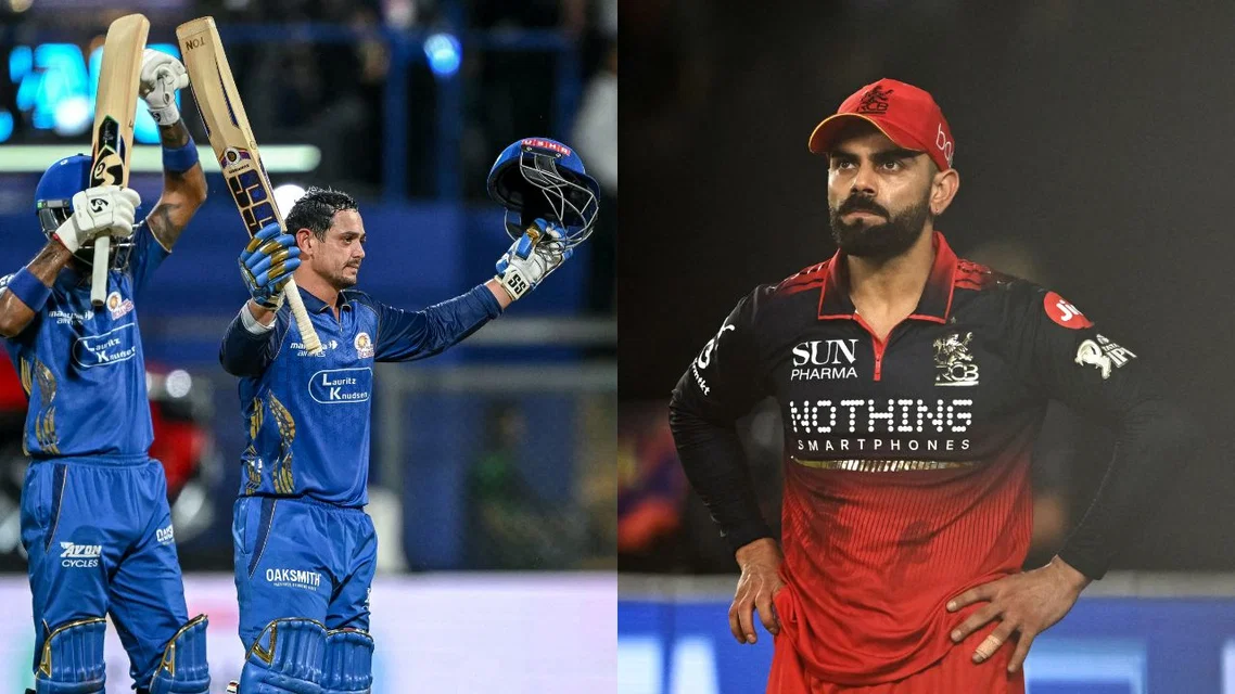 Quinton De Kock (L) and Virat Kohli during IPL 2026 (Source: AFP Photos)