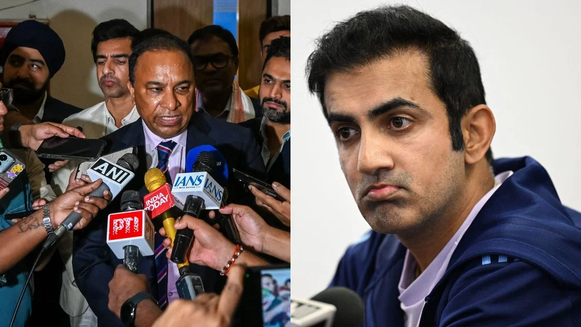 Gautam Gambhir (R) & BCCI Secretary Devajit Saikia (Source: AFP Photos)
