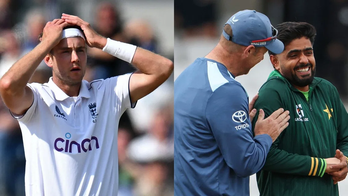 Stuart Broad Babar Azam for Pakistan. Image Credits: AFP