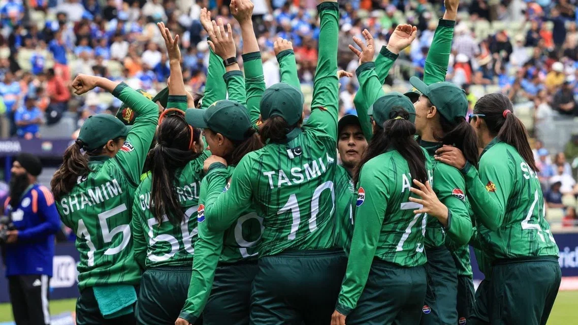 Pakistan Women's team celebrating [Source: AFP]