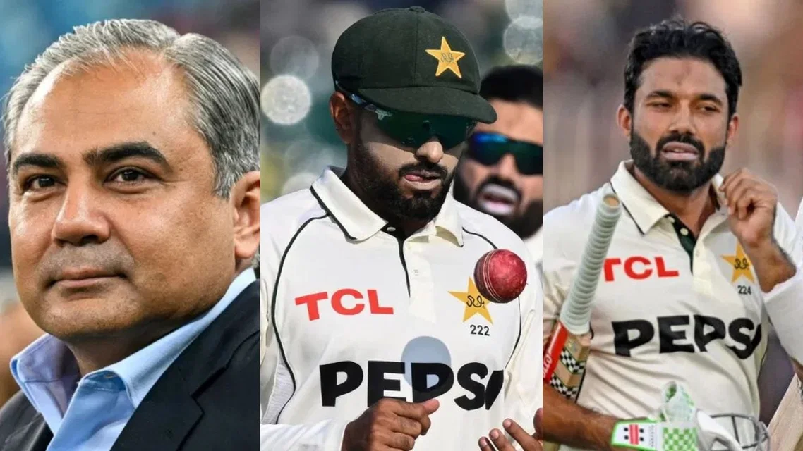 Mohsin Naqvi, Babar Azam and Mohammad Rizwan [Source: AFP]