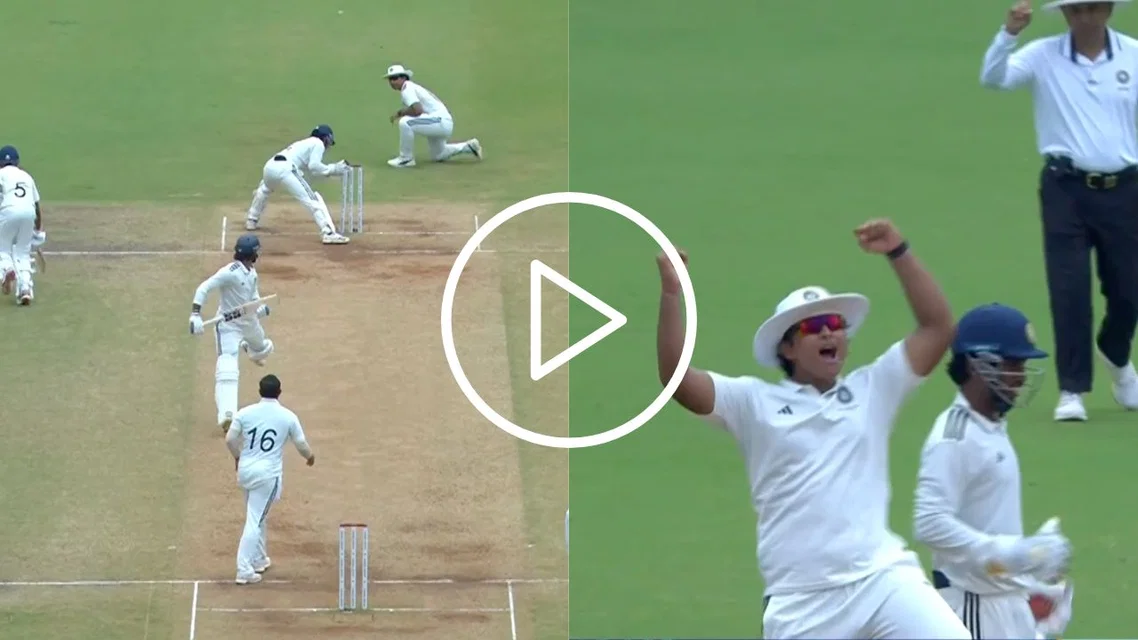 Vaibhav Sooryavanshi celebrated Tripurana Vijay's run-out [Source: BCCI domestic/X]