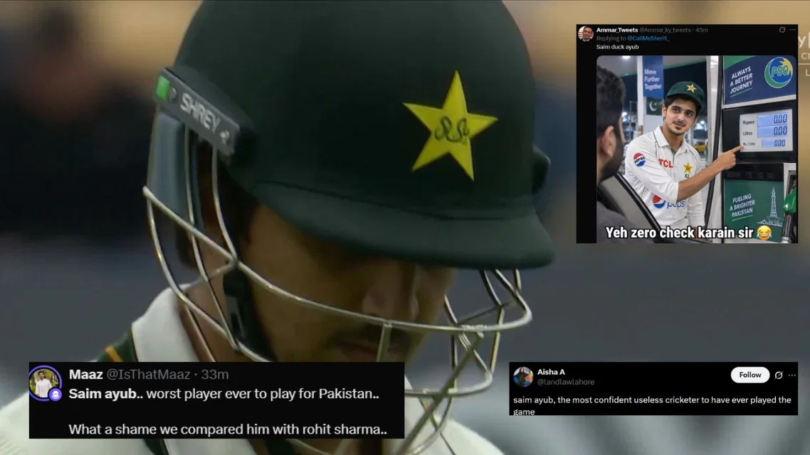 Fans rip into Saim Ayub after pair on Test return [Source: X]