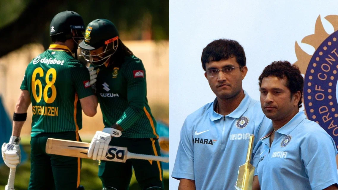 Tony de Zorzi Connor Esterhuizen Sourav Ganguly Sachin Tendulkar. Image Credits: AFP
