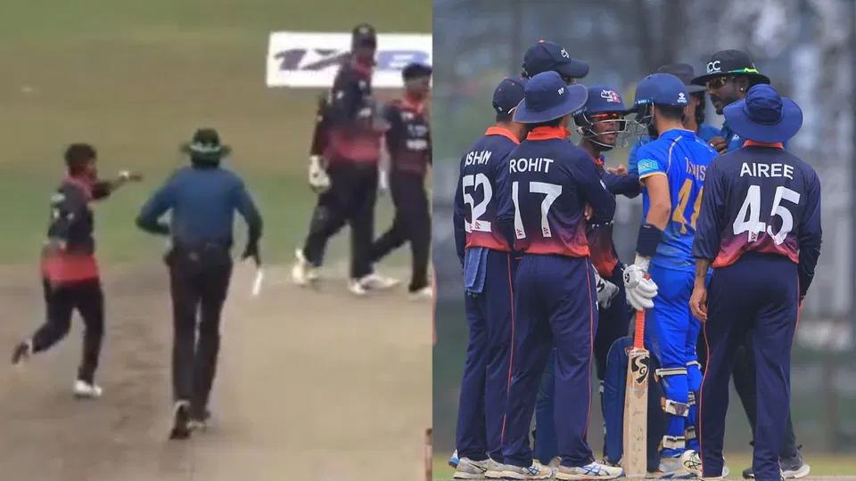 Watch- Brutal Fight Breaks Out In Nepal vs UAE, Sandeep Lamichhane Charges Aggressively