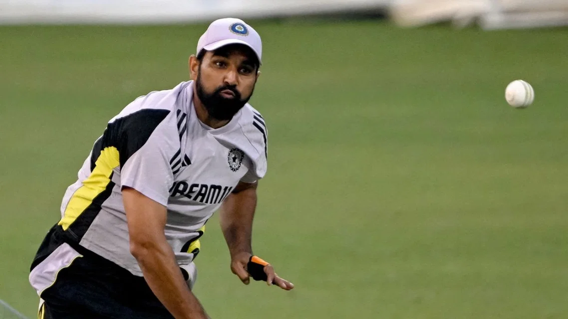 Mohammed Shami bowling in the nets - (Source: AFP)
