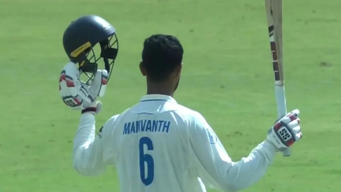 Manvanth Kumar hits 135 for Karnataka. [Source - X.com]