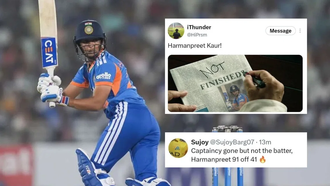 Fans react on Harmanpreet Kaur's 91 vs ZIM. [Source - BCCWomen/X]