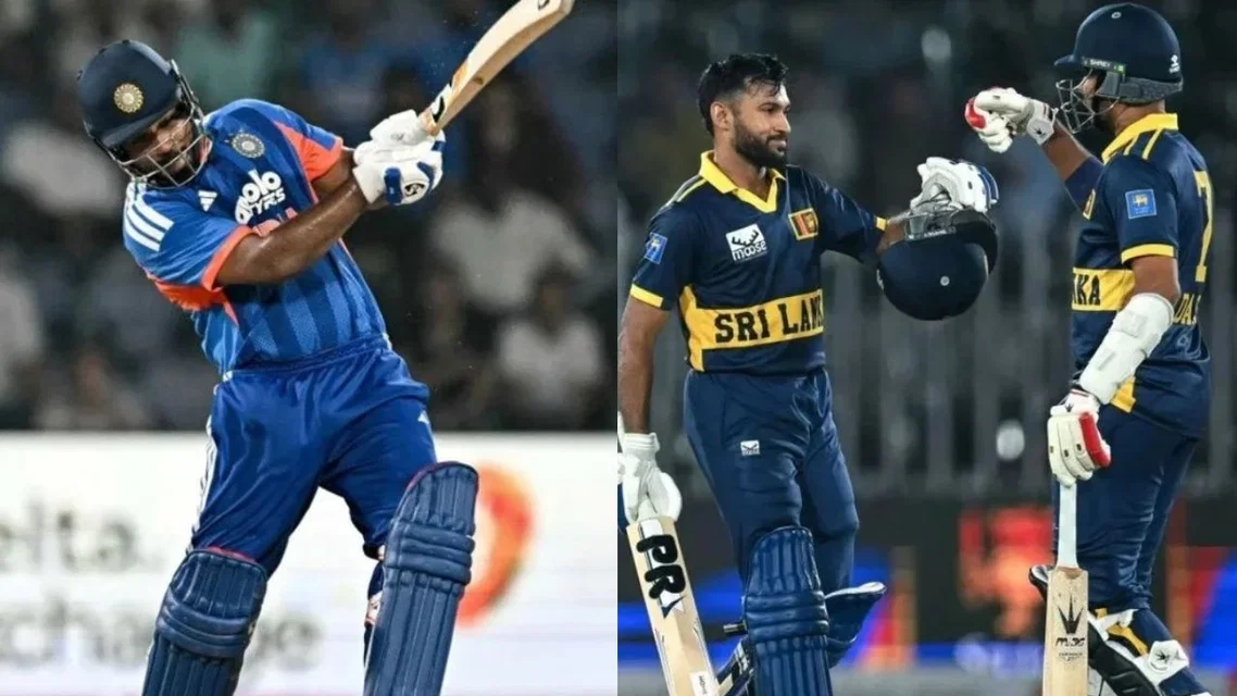 Sanju Samson and Sri Lanka batters [Source: AFP]
