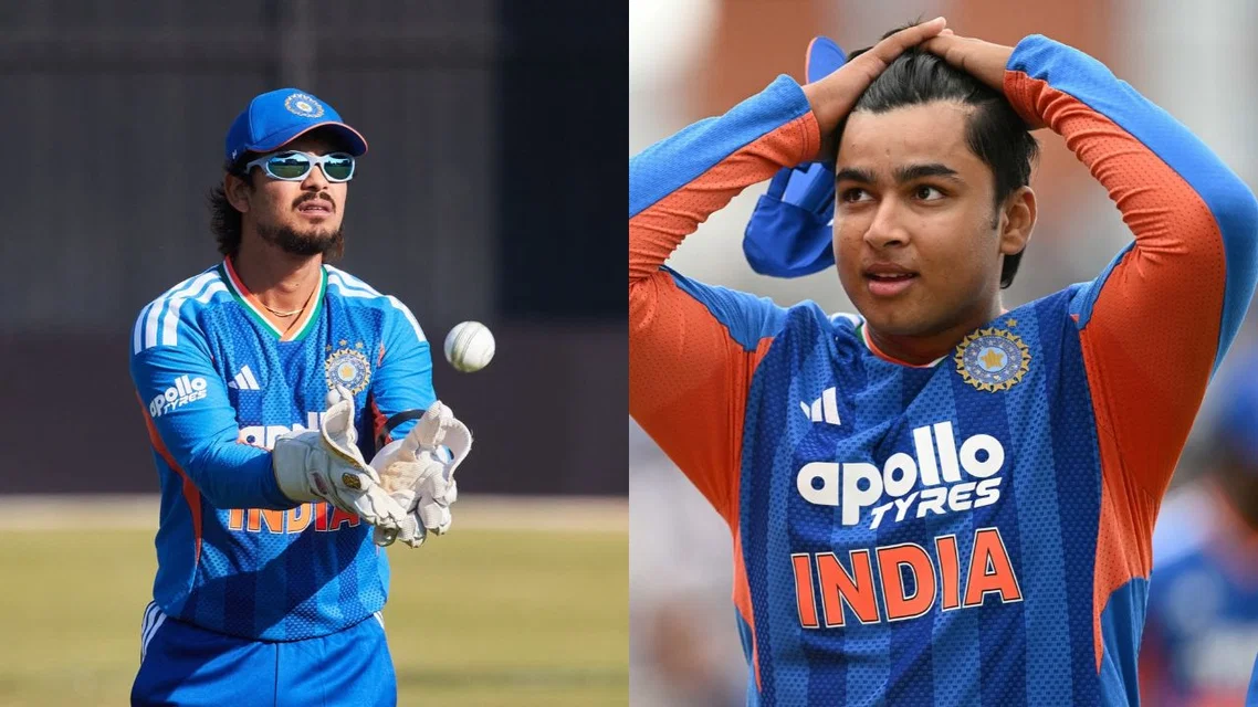 Ishan Kishan (L) & Vaibhav Sooryavanshi playing for India (Source: AFP Photos)