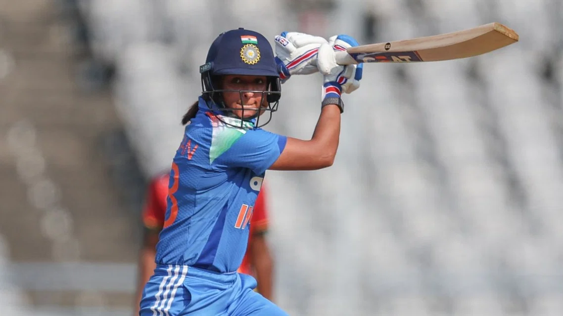 Harmanpreet Kaur vs Zimbabwe. [Source - BCCI Women/X]