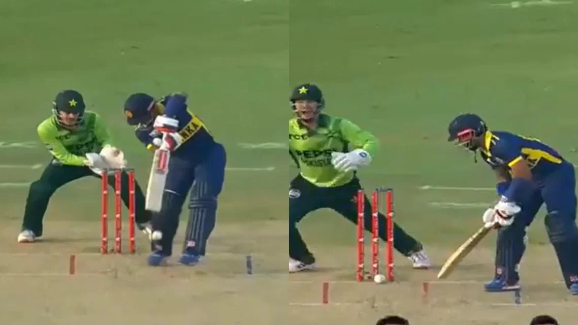 Kusal Mendis clean bowled by Arafat Minhas [Source: screengrab/x]